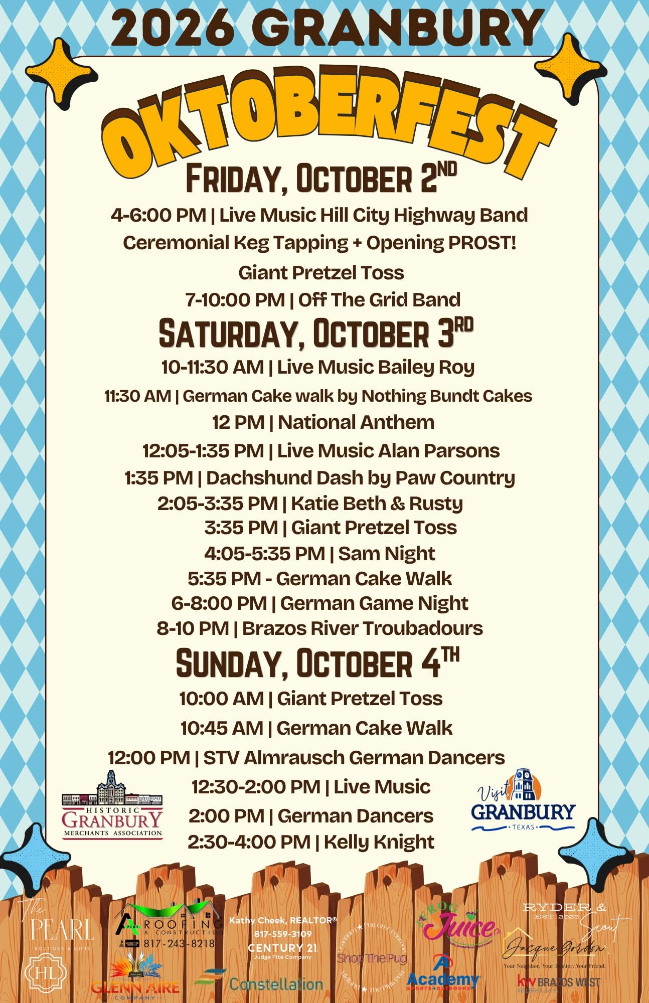 Granbury Oktoberfest 2026 Event Schedule